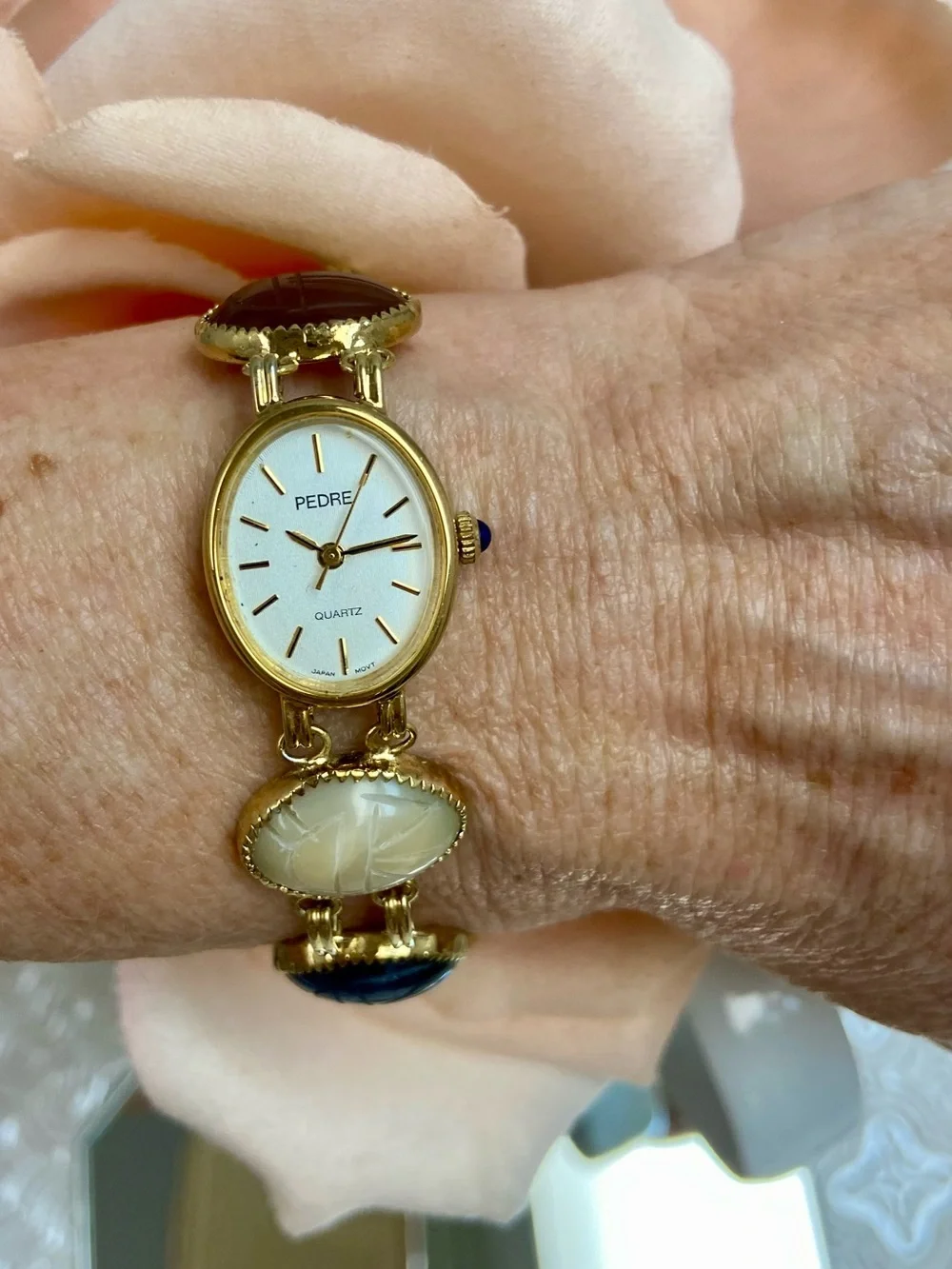 Vintage Pedre Scarab Bracelet Egyptian Revival Gold-tone Ladies Watch